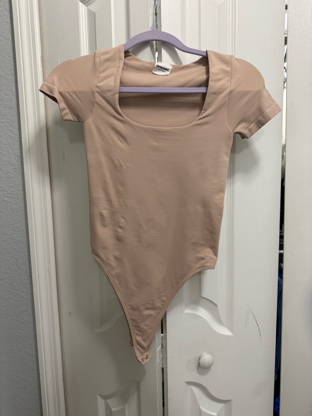 Dynamic One size (XS-L) Blush Square Neck Short Sleeve Bodysuit NWT